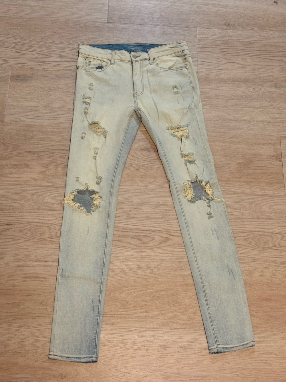 men's distressed light wash skinny jeans | mnml | size 31